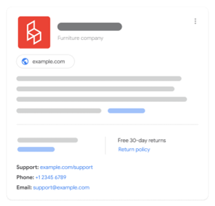 Beispiel einer Anzeige der Return Policy eines Produkts in den Google SERPs