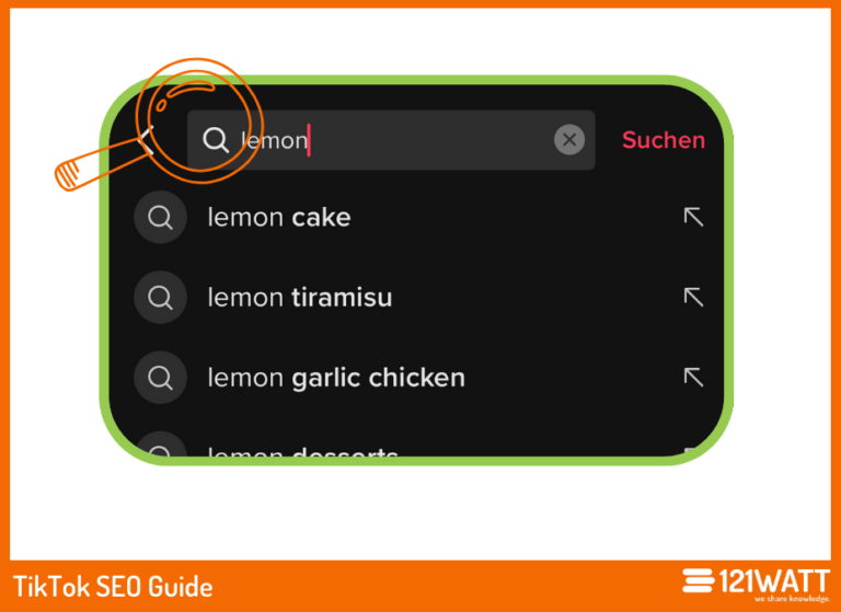 Beispiel für eine Keyword-Recherche mit der Suchleiste auf TikTok